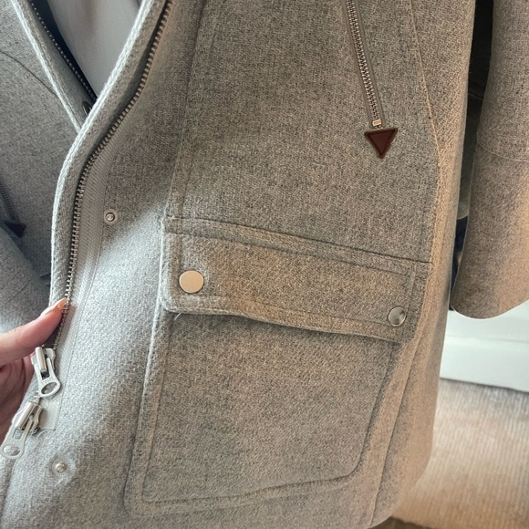 J Crew Statiun Cloth Gray Hooded Women's Coat Italian Wool - Picture 4 of 12
